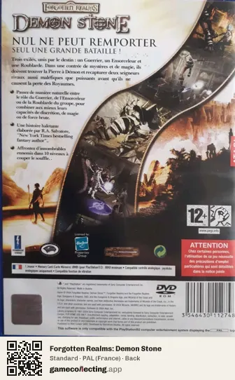 Forgotten Realms: Demon Stone PlayStation 2, France box back