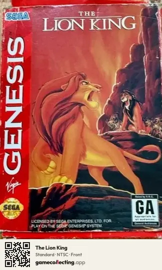 The Lion King Sega Mega Drive / Genesis, NTSC box front