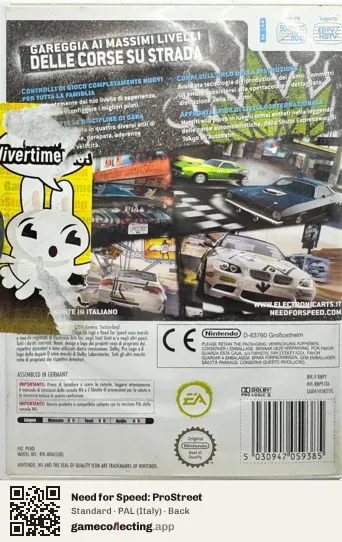 Need for Speed: ProStreet Nintendo Wii, Italy box back