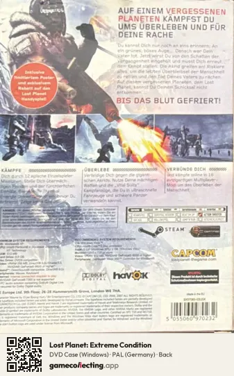 Lost Planet: Extreme Condition Computer, Germany box back