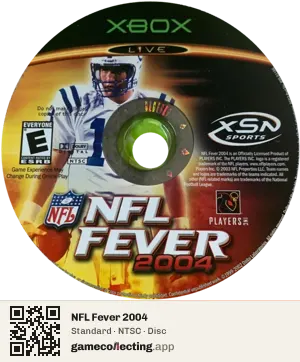 NFL Fever 2004 Xbox, NTSC disc