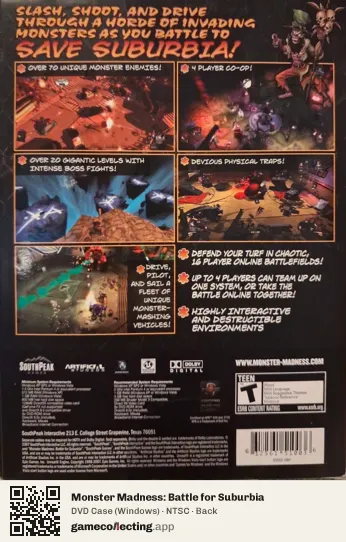 Monster Madness: Battle for Suburbia Computer, NTSC box back