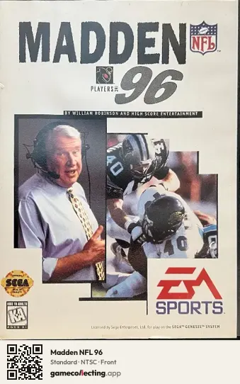 Madden NFL 96 Sega Mega Drive / Genesis, NTSC box front