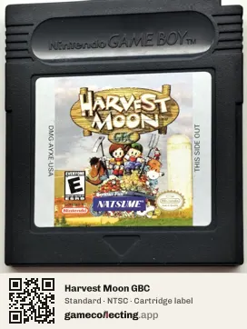 Harvest Moon GBC Game Boy Color, NTSC cartridge label