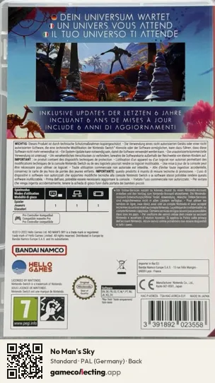 No Man's Sky Nintendo Switch, Germany box back