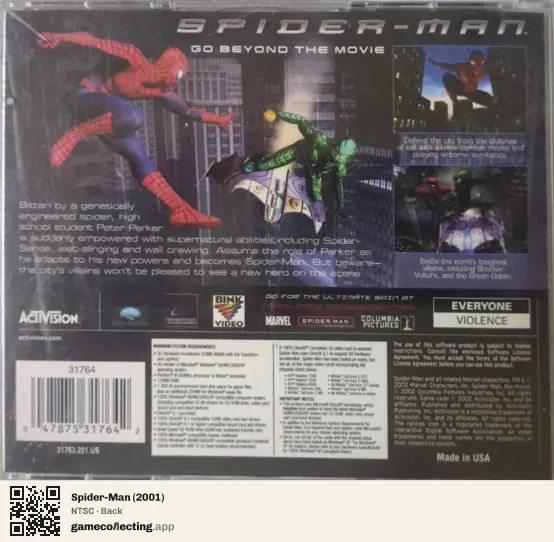 Spider-Man (2001) Computer, NTSC box back