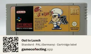Out to Lunch Super Nintendo Entertainment System, PAL cartridge label