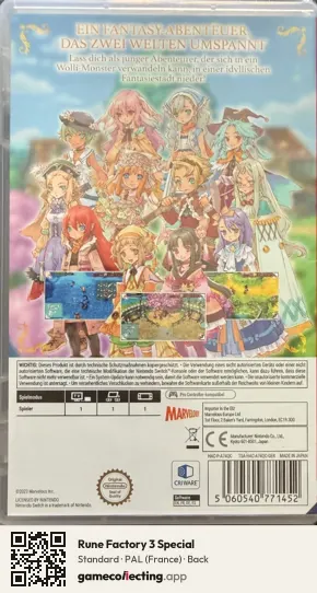Rune Factory 3 Special Nintendo Switch, France box back