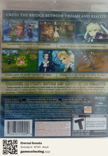 Eternal Sonata PlayStation 3, NTSC box back