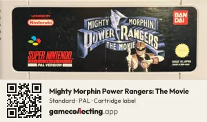 Mighty Morphin Power Rangers: The Movie Super Nintendo Entertainment System, PAL cartridge label