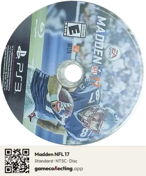 Madden NFL 17 PlayStation 3, NTSC disc