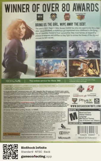 BioShock Infinite Xbox 360, NTSC box back