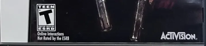 Call of Duty: Black Ops, the ESRB box on its front