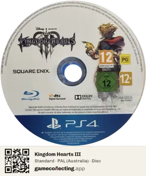 Kingdom Hearts III PlayStation 4, PAL disc