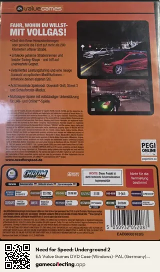 Need for Speed: Underground 2 Computer, Germany box back