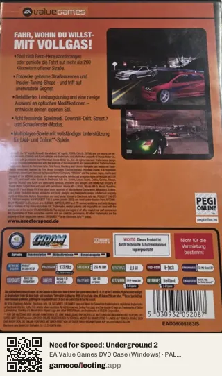 Need for Speed: Underground 2 Computer, Germany box back