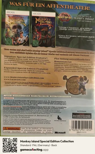 Monkey Island Special Edition Collection Xbox 360, Germany box back