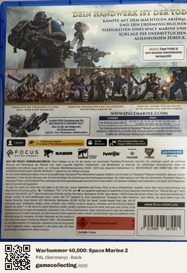 Warhammer 40,000: Space Marine 2 PlayStation 5, Germany box back