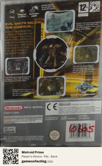 Metroid Prime Nintendo GameCube, PAL box back