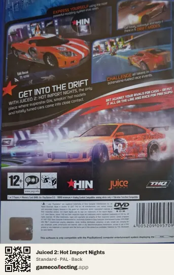 Juiced 2: Hot Import Nights PlayStation 2, PAL box back