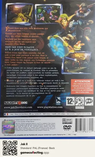 Jak II PlayStation 2, France box back
