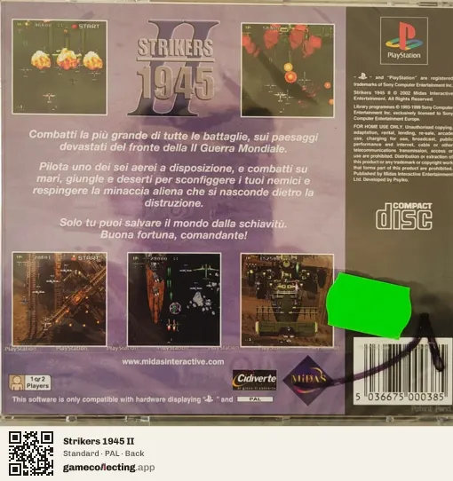 Strikers 1945 II PlayStation, PAL box back