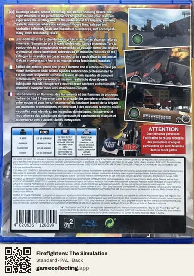 Firefighters: The Simulation PlayStation 4, PAL box back