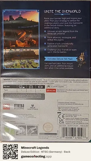 Minecraft Legends Nintendo Switch, Germany box back