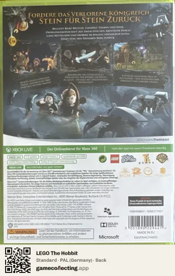 LEGO The Hobbit Xbox 360, Germany box back