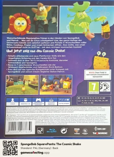 SpongeBob SquarePants: The Cosmic Shake PlayStation 4, Germany box back