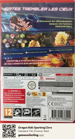 Dragon Ball: Sparking! Zero Nintendo Switch 2, France box back