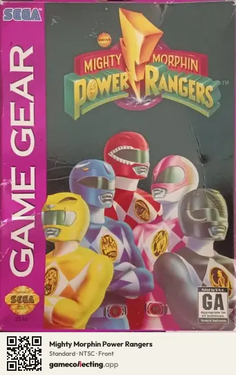 Mighty Morphin Power Rangers Sega Game Gear, NTSC box front