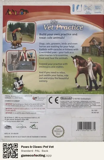 Paws & Claws: Pet Vet Nintendo Wii, PAL box back