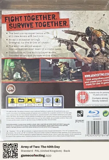 Army of Two: The 40th Day PlayStation 3, United Kingdom box back