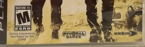 Conflict: Denied Ops, the ESRB box on its front