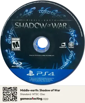 Middle-earth: Shadow of War PlayStation 4, NTSC disc