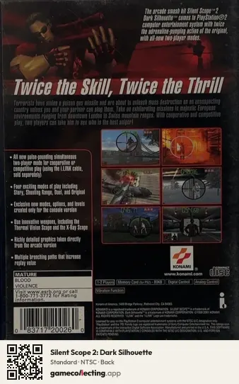 Silent Scope 2: Dark Silhouette PlayStation 2, NTSC box back