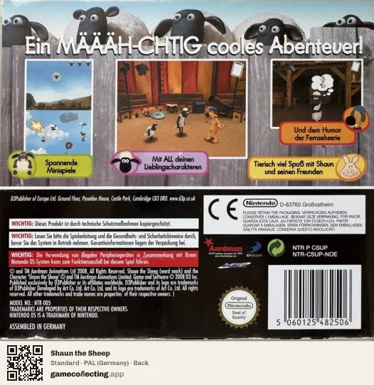 Shaun the Sheep Nintendo DS, Germany box back