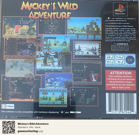 Mickey's Wild Adventure PlayStation, PAL box back