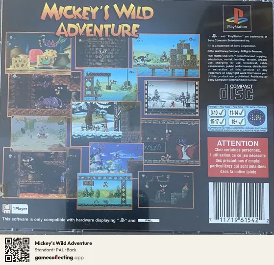 Mickey's Wild Adventure PlayStation, PAL box back