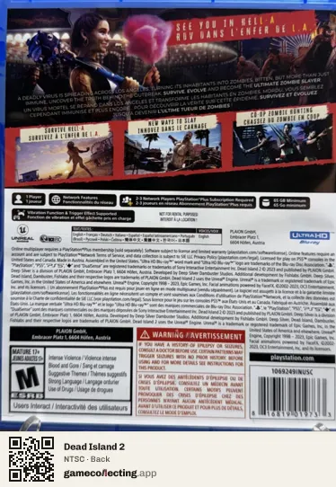 Dead Island 2 PlayStation 5, NTSC box back
