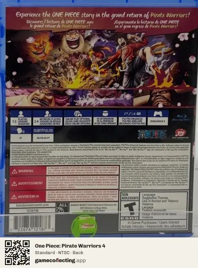 One Piece: Pirate Warriors 4 PlayStation 4, NTSC box back