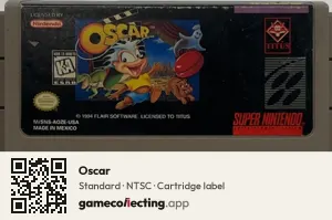 Oscar Super Nintendo Entertainment System, NTSC cartridge label