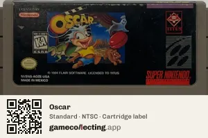 Oscar Super Nintendo Entertainment System, NTSC cartridge label