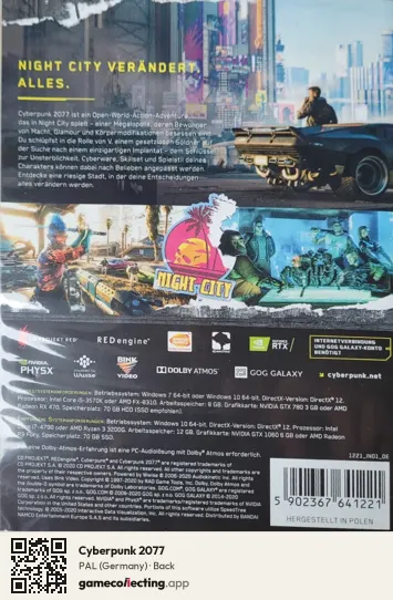 Cyberpunk 2077 Computer, Germany box back