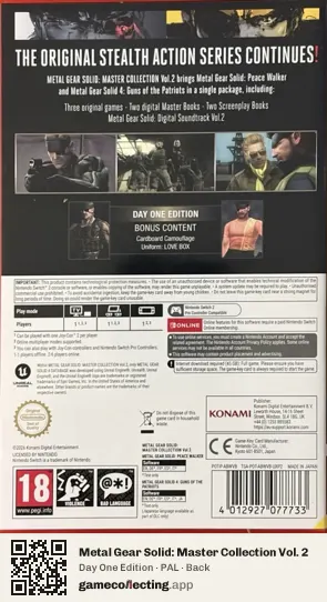 Metal Gear Solid: Master Collection Vol. 2 Nintendo Switch 2, PAL box back