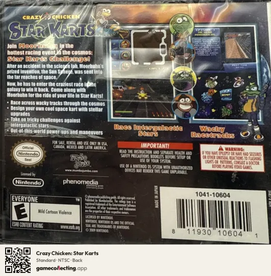Crazy Chicken: Star Karts Nintendo DS, NTSC box back