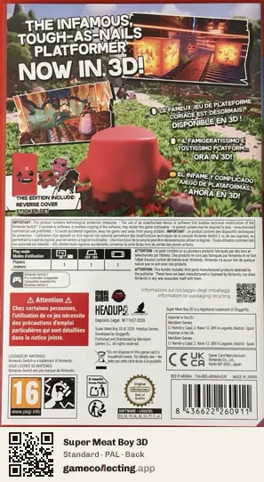 Super Meat Boy 3D Nintendo Switch 2, PAL box back