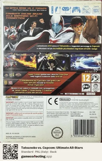 Tatsunoko vs. Capcom: Ultimate All-Stars Nintendo Wii, Italy box back