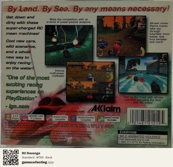 RC Revenge PlayStation, NTSC box back